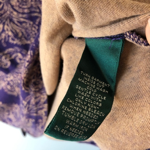 Ralph Lauren Floral Dark Purple Wide Neck T Shirt - Picture 4 of 4